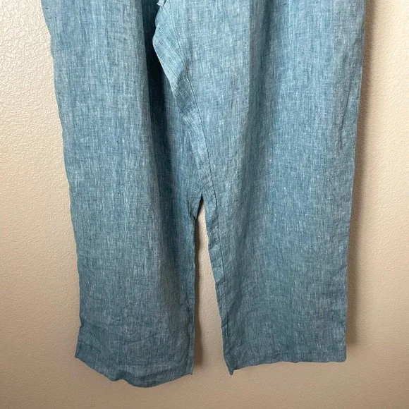 Charter Club Pants Womens XXL Blue 100% Linen Wide Leg Lagenlook Beach Coastal - Picture 5 of 11